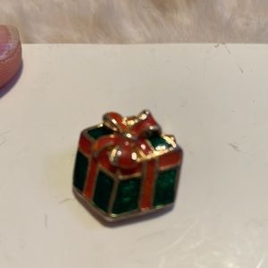 Vintage red and green Christmas present brooch